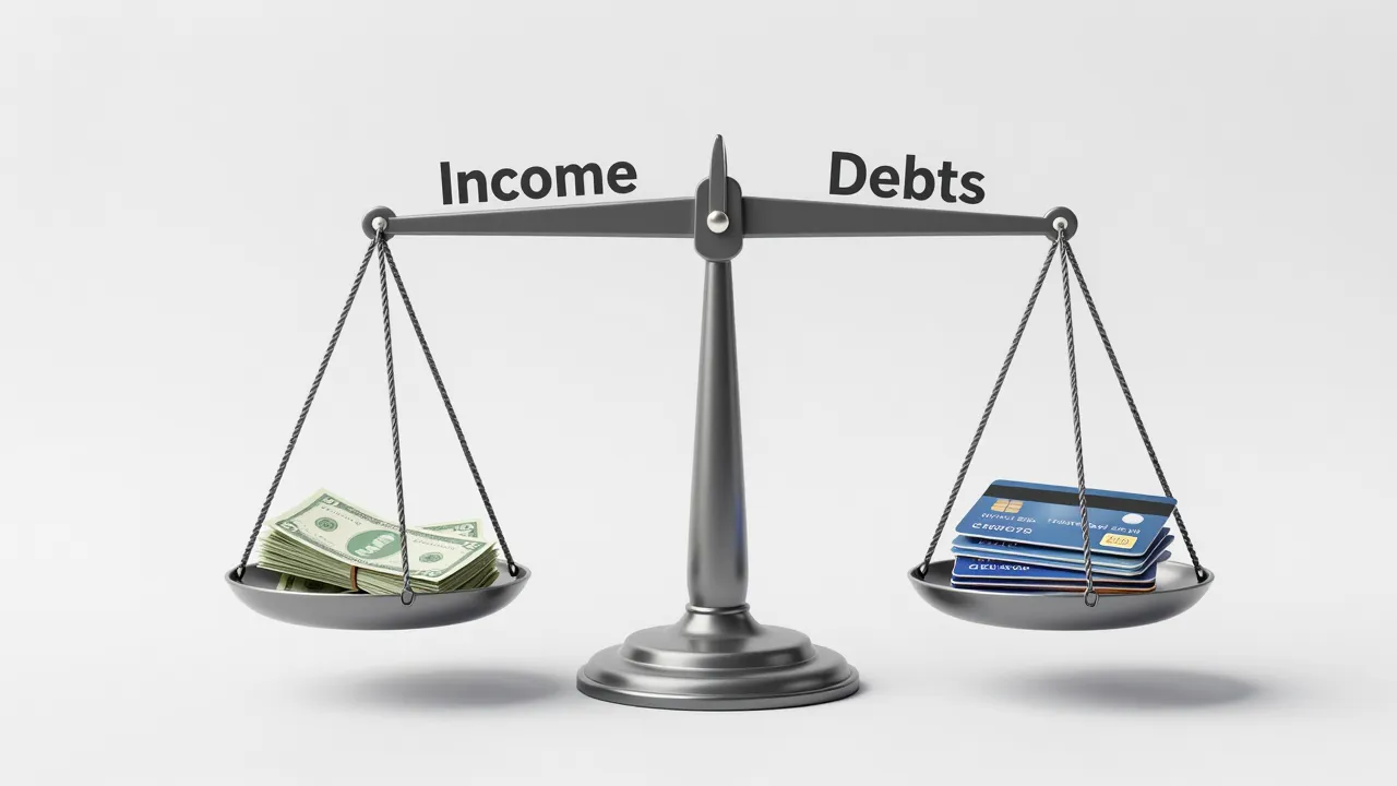 수입과 빚 균형 저울