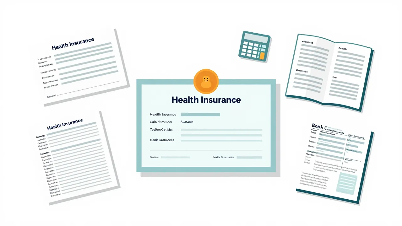 서류가 흩어진 정리된 일러스트