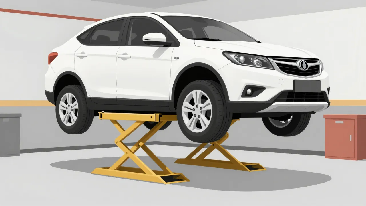 리프트로 들어 올린 차량