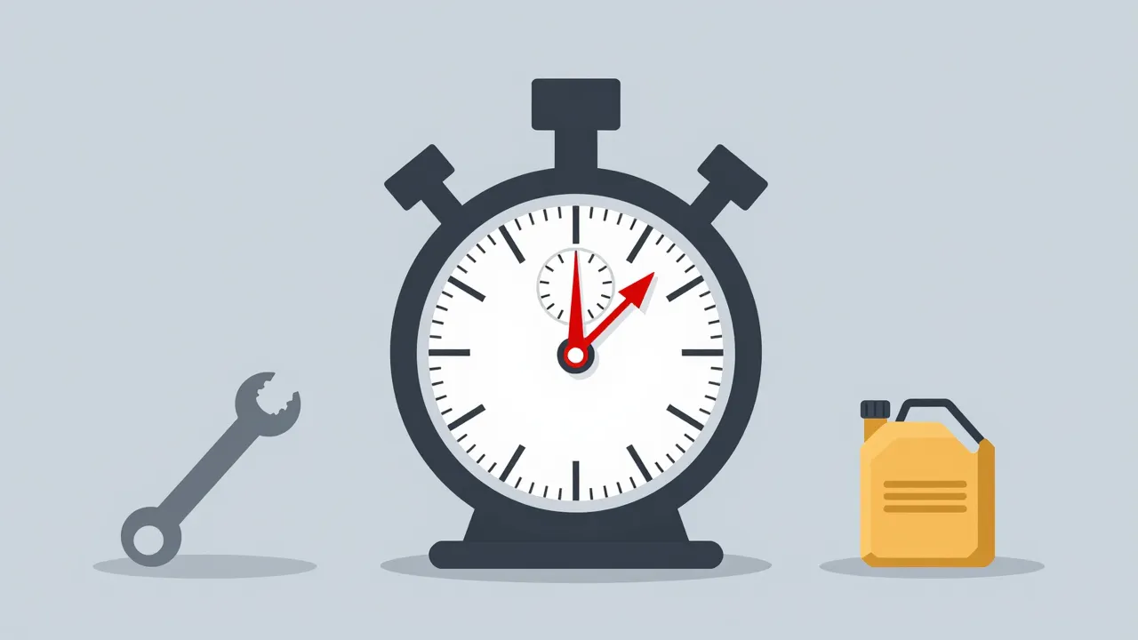 스톱워치와 공구, 오일캔